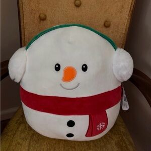 Squishmallows Snowman with Red and Green Accents